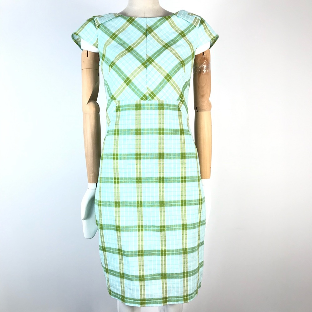 Plaid Green and White Mini Dress